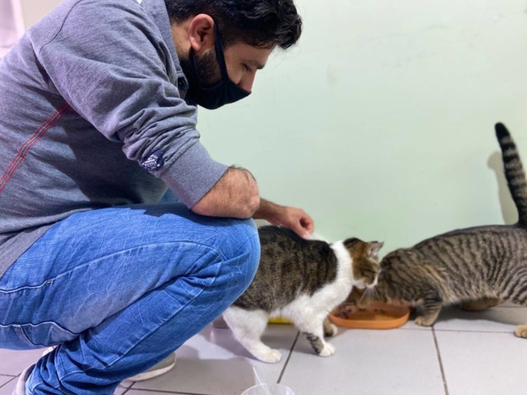 Khuram with cats